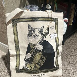 Black and Cream-Classicat Tote Bag
